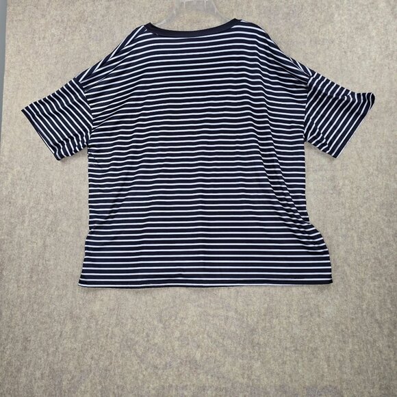 Womens Striped V-Neck T-Shirt Black/White 5XL Lightweight Comfortable - Picture 2 of 4